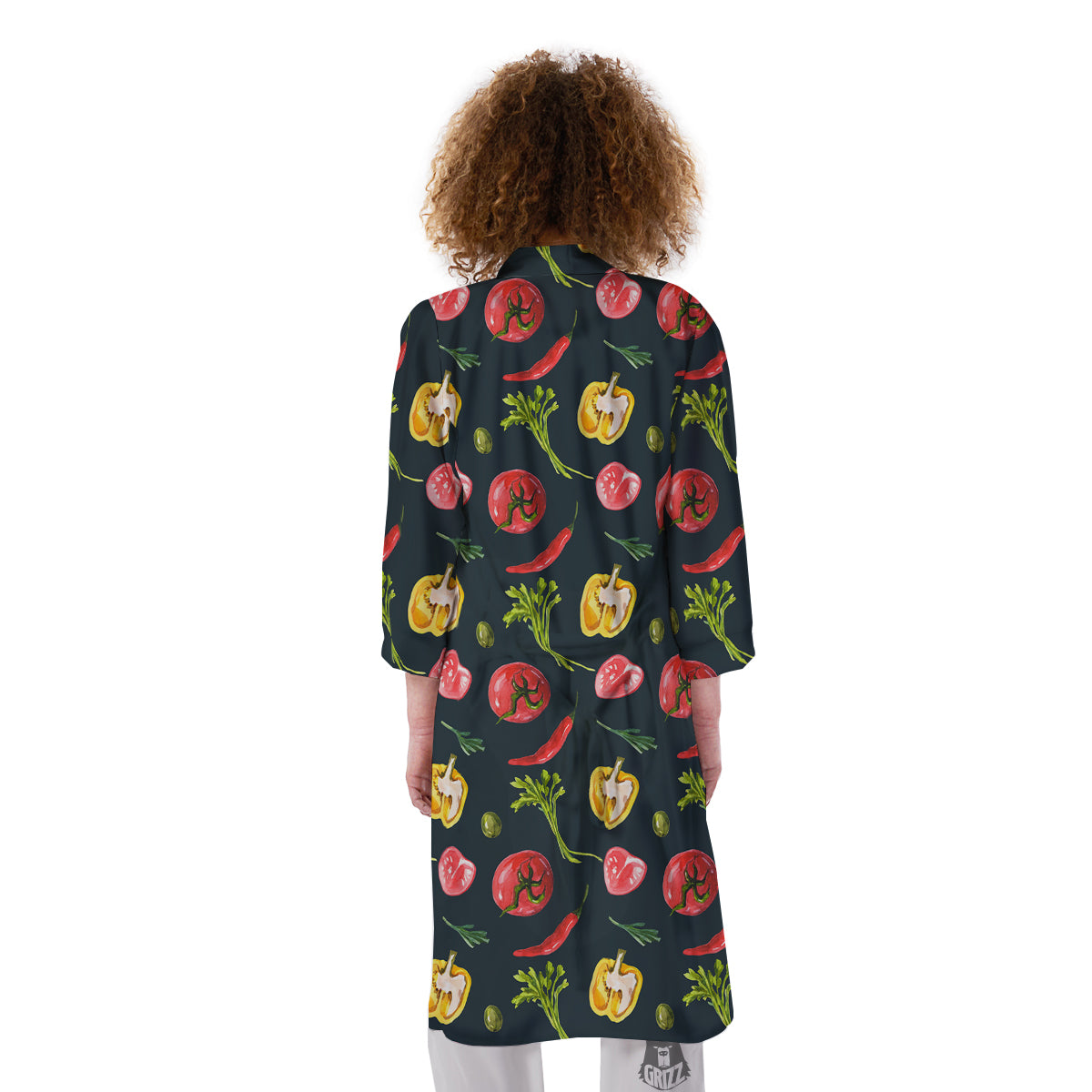 Vegan Watercolor Print Pattern Kimono-grizzshop