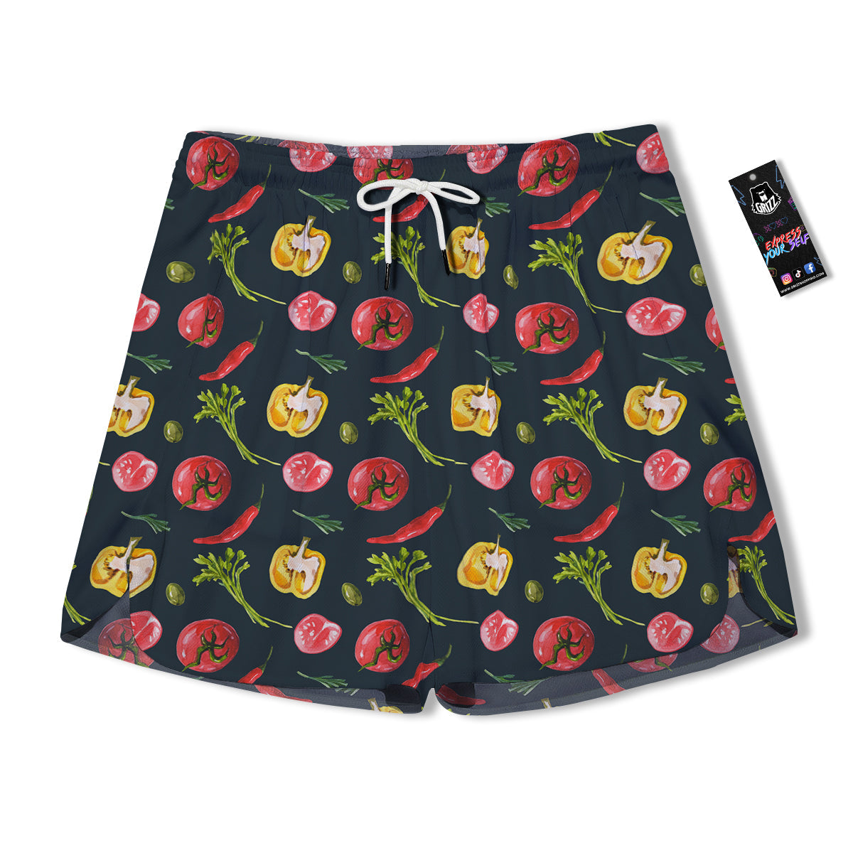Vegan Watercolor Print Pattern Men's Running Shorts-grizzshop