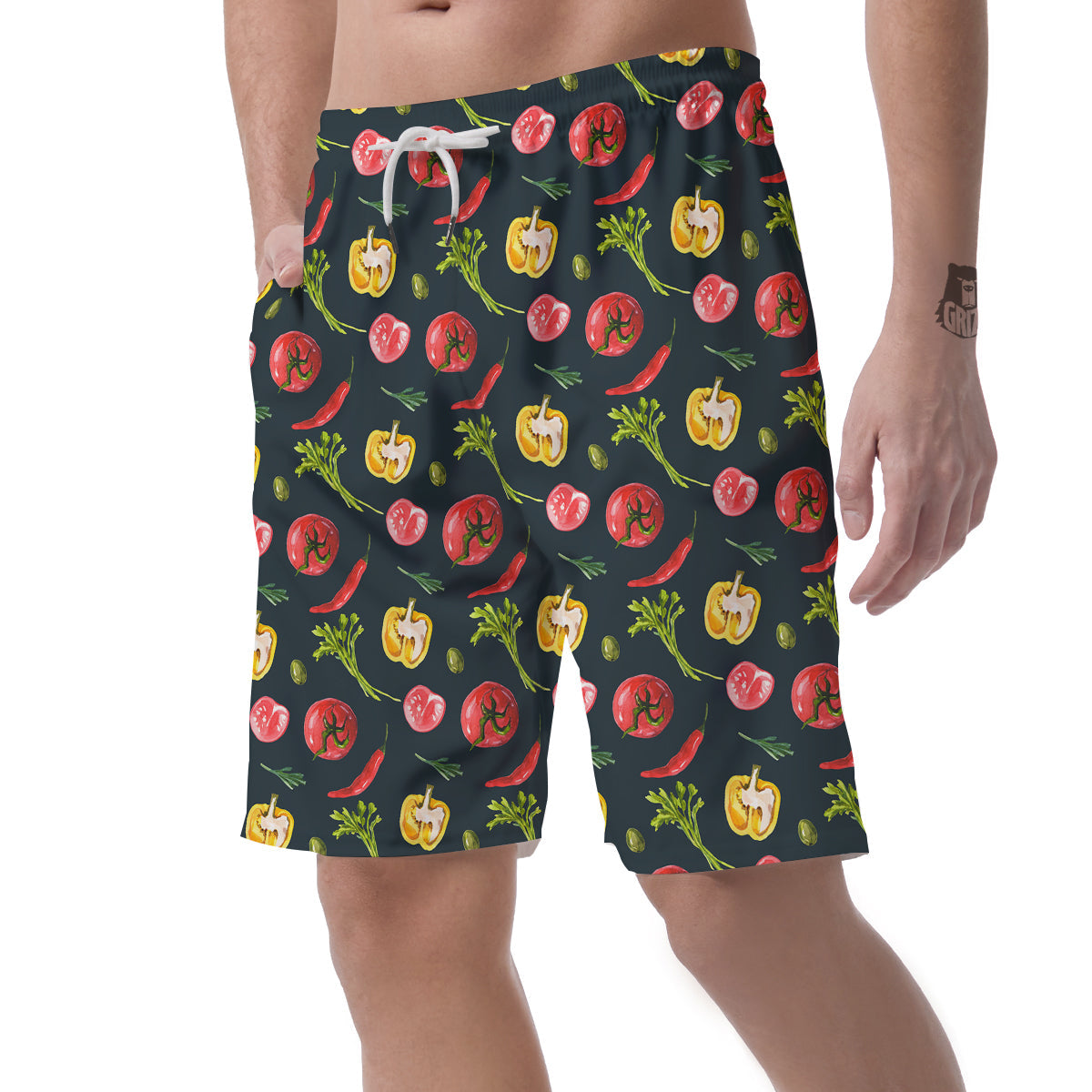 Vegan Watercolor Print Pattern Men's Shorts-grizzshop
