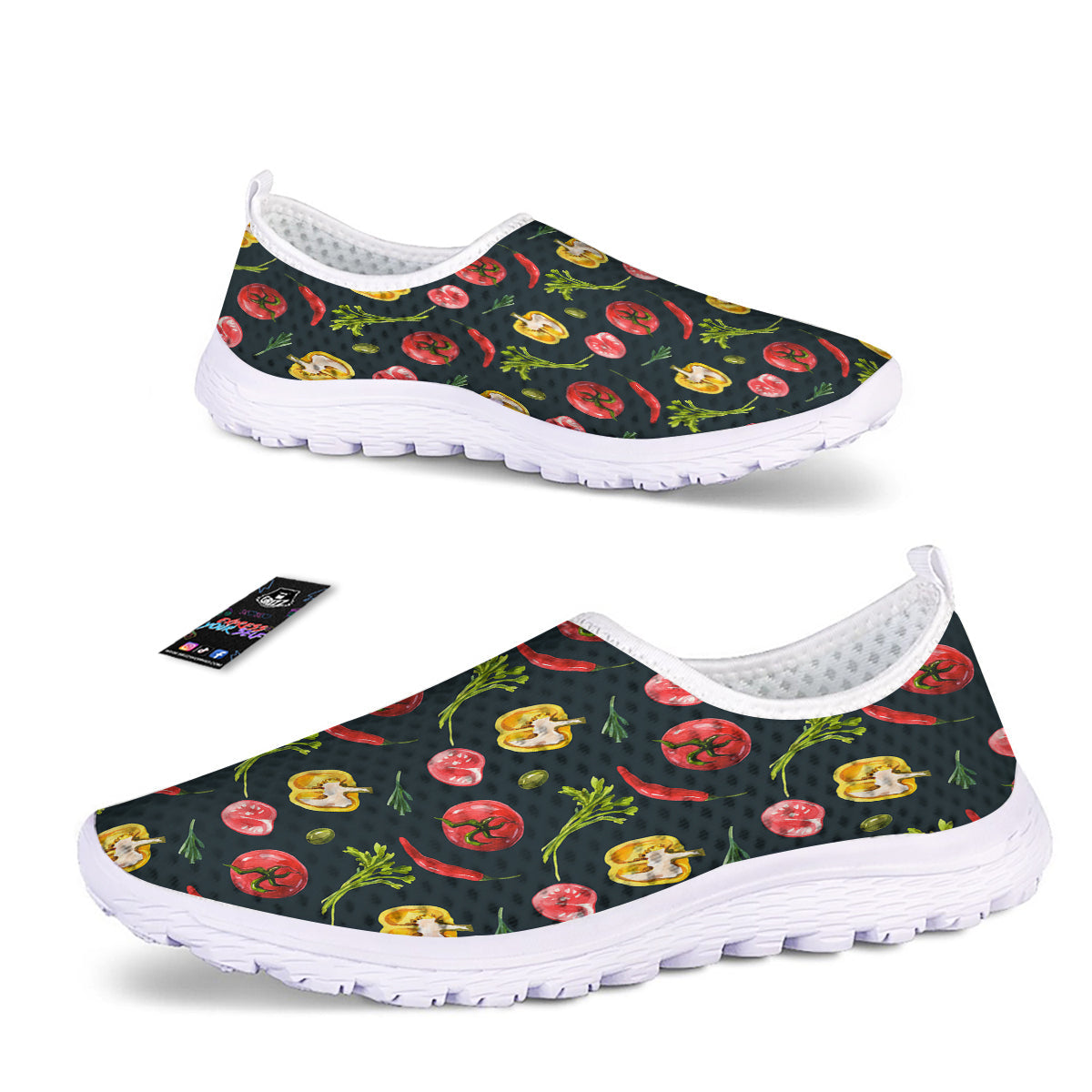 Vegan Watercolor Print Pattern Nurse Shoes-grizzshop