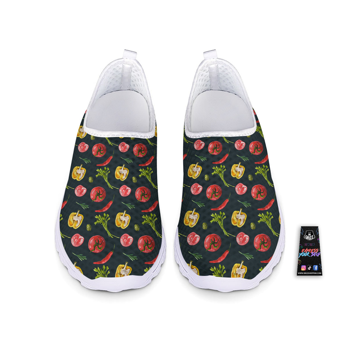 Vegan Watercolor Print Pattern Nurse Shoes-grizzshop