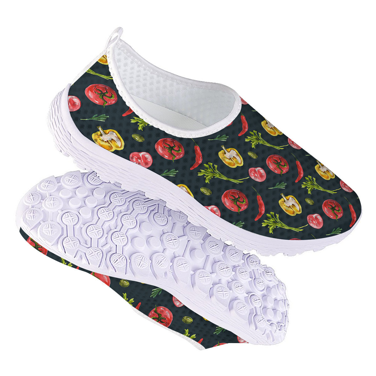Vegan Watercolor Print Pattern Nurse Shoes-grizzshop
