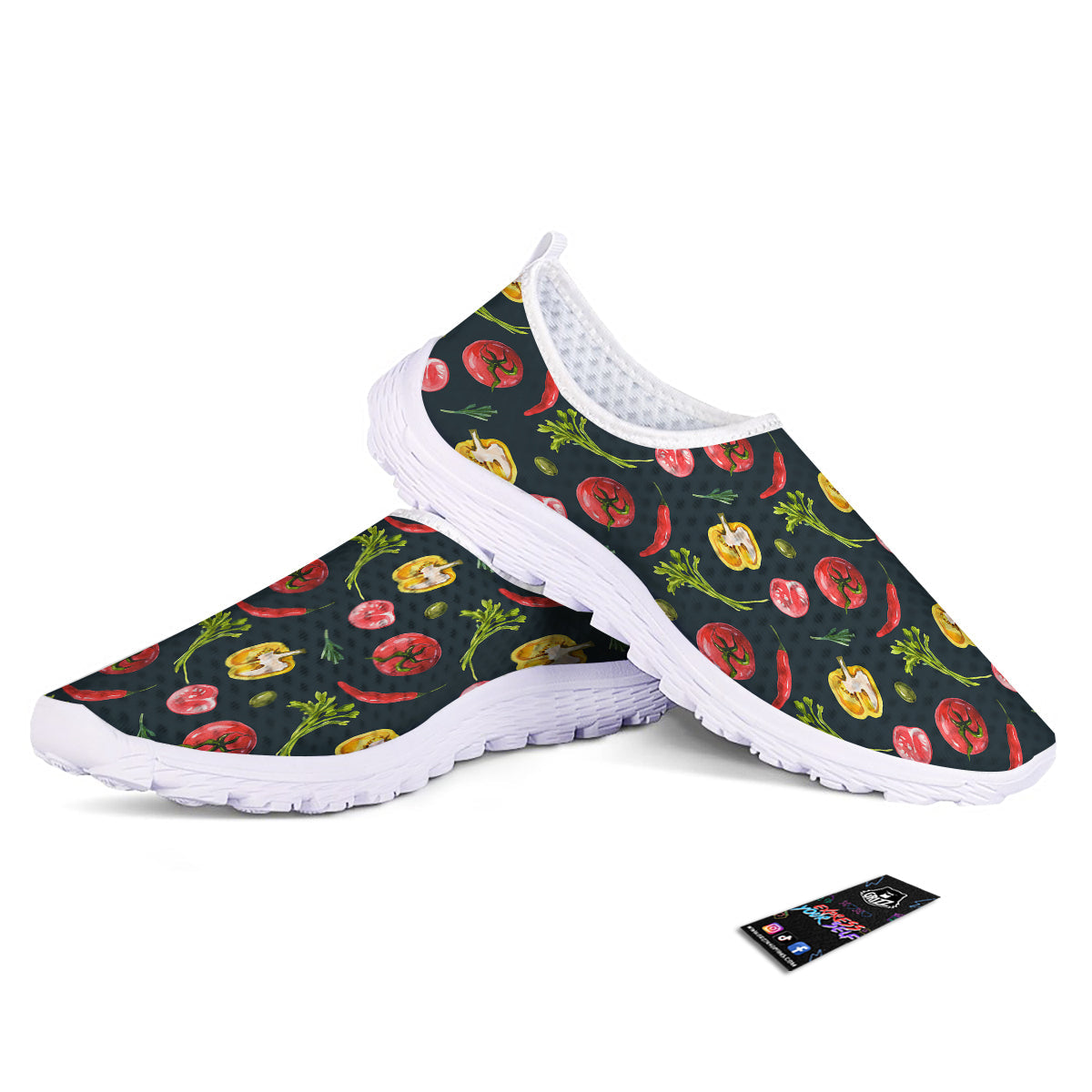 Vegan Watercolor Print Pattern Nurse Shoes-grizzshop