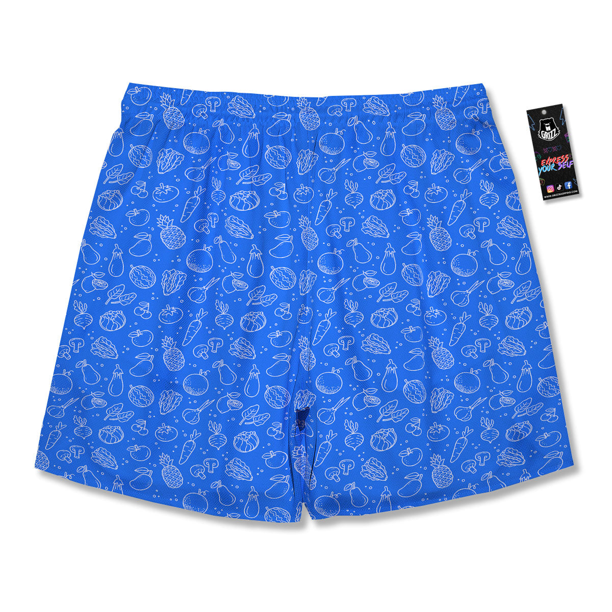 Vegan White And Blue Print Pattern Men's Running Shorts-grizzshop