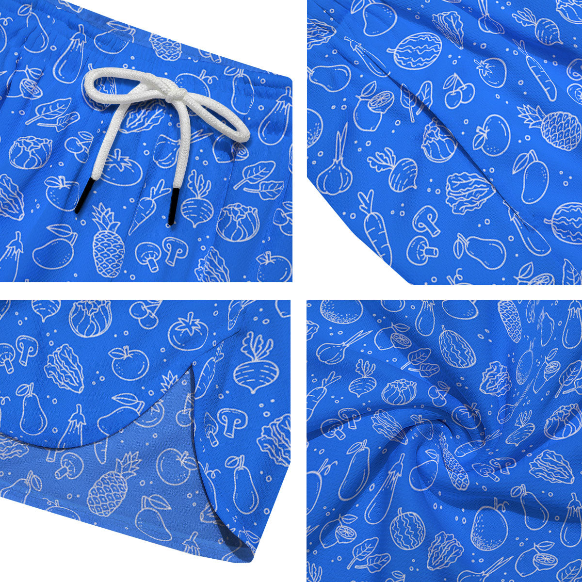 Vegan White And Blue Print Pattern Men's Running Shorts-grizzshop