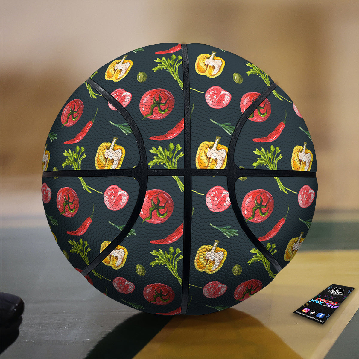 Vegan Watercolor Print Pattern Basketball