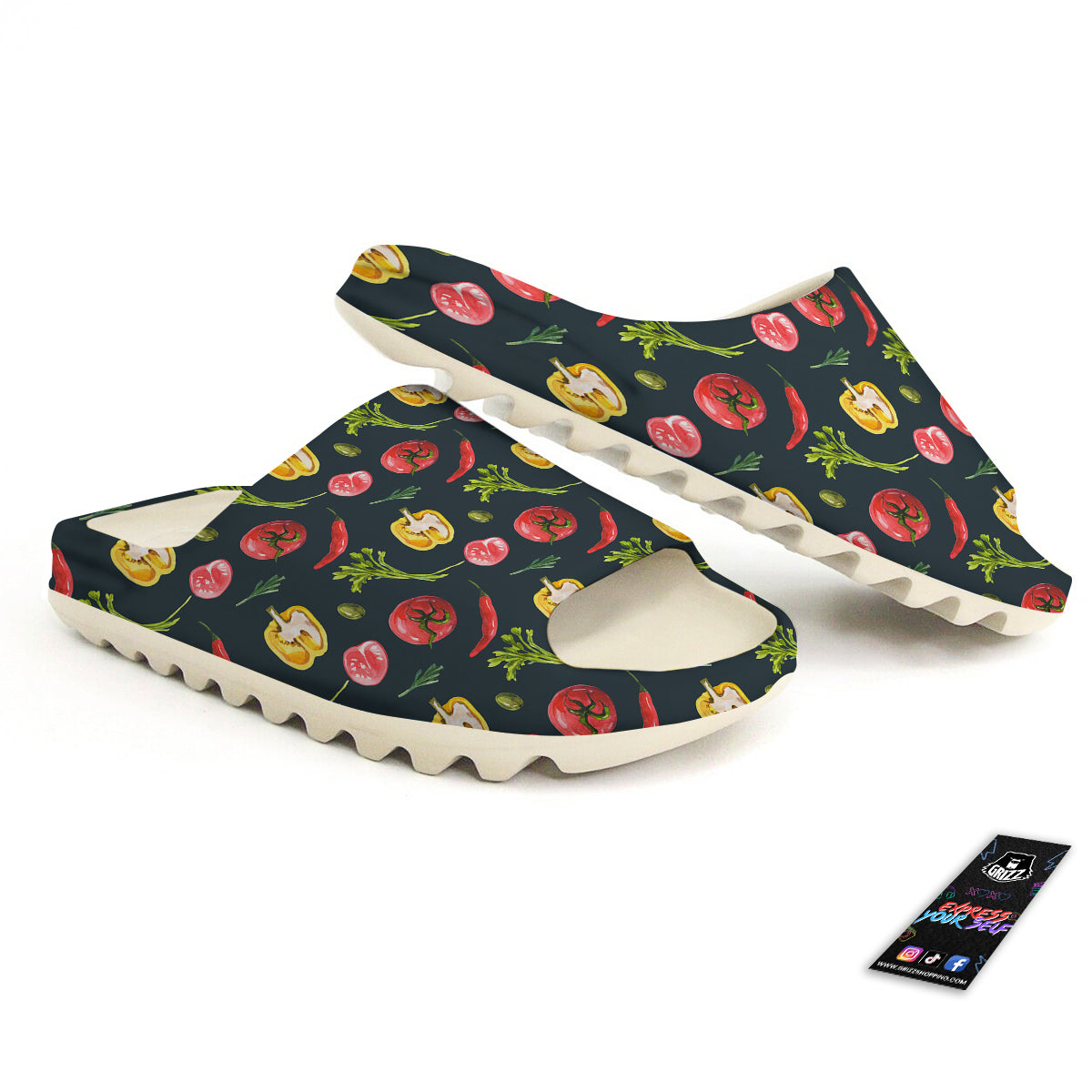 Vegan Watercolor Print Pattern Sandals-grizzshop