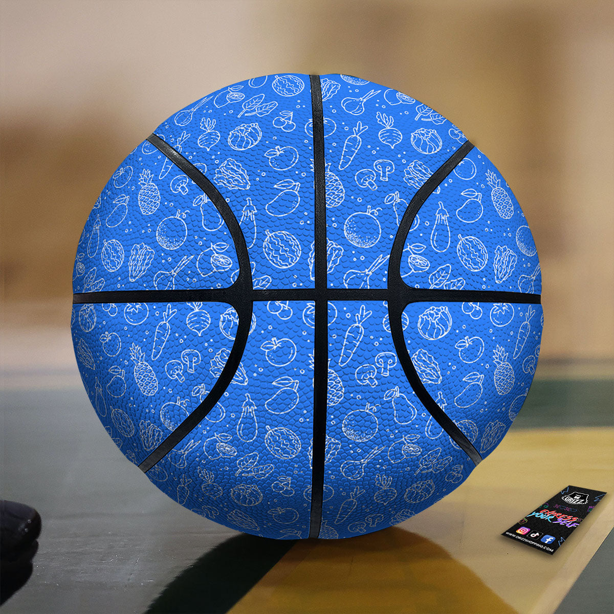 Vegan White And Blue Print Pattern Basketball
