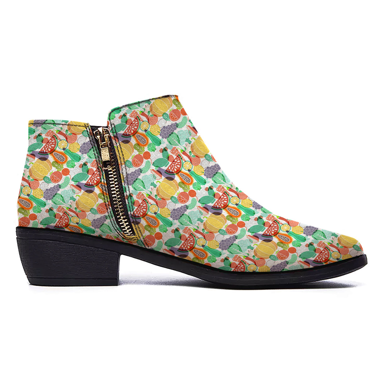 Vegetable Colorful Print Pattern Ankle Boots-grizzshop