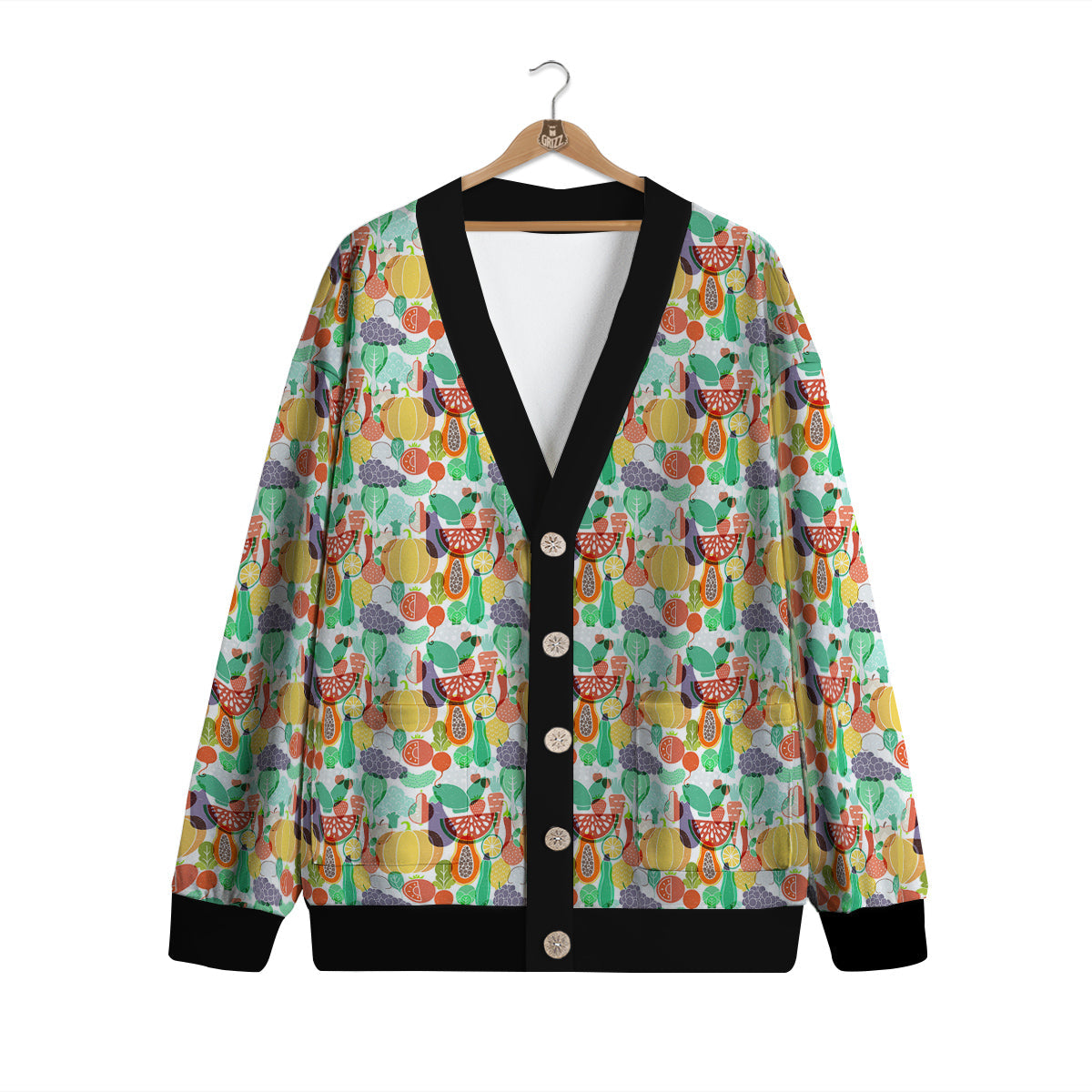 Vegetable Colorful Print Pattern Cardigan-grizzshop