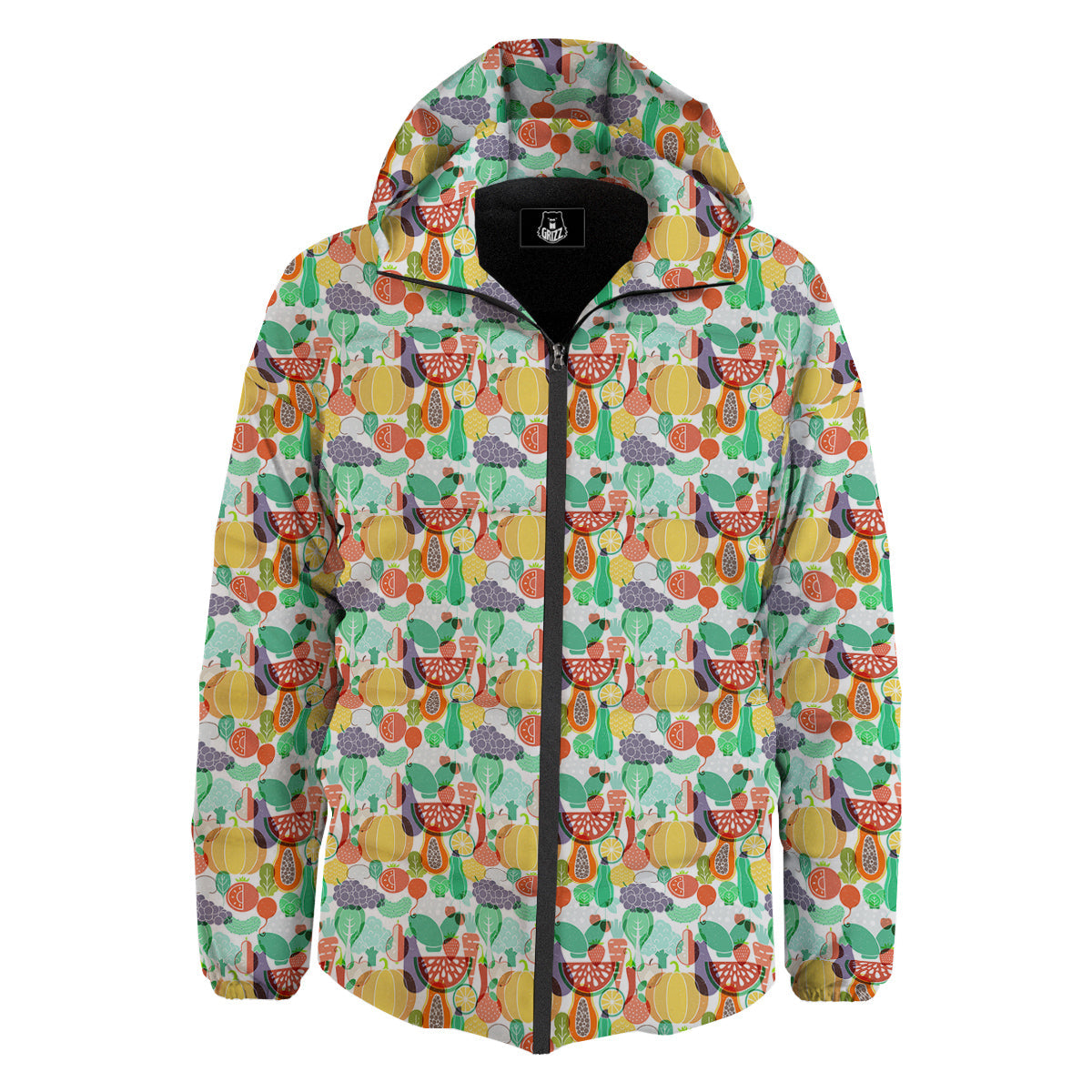 Vegetable Colorful Print Pattern Down Jacket-grizzshop