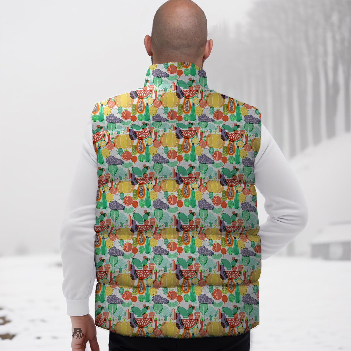 Vegetable Colorful Print Pattern Down Vest-grizzshop