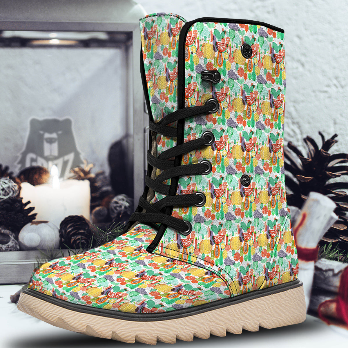 Vegetable Colorful Print Pattern Snow Boots-grizzshop