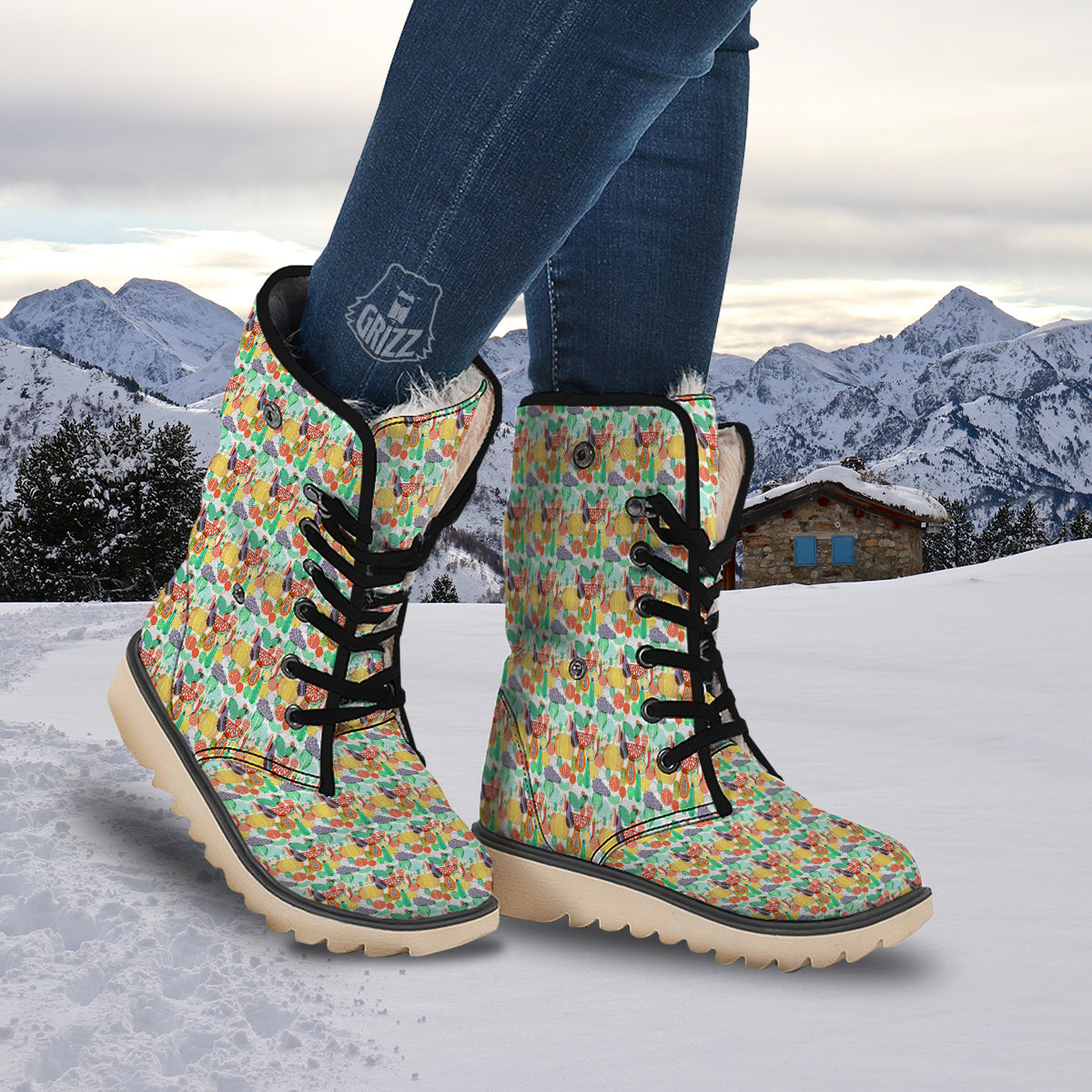 Vegetable Colorful Print Pattern Snow Boots-grizzshop