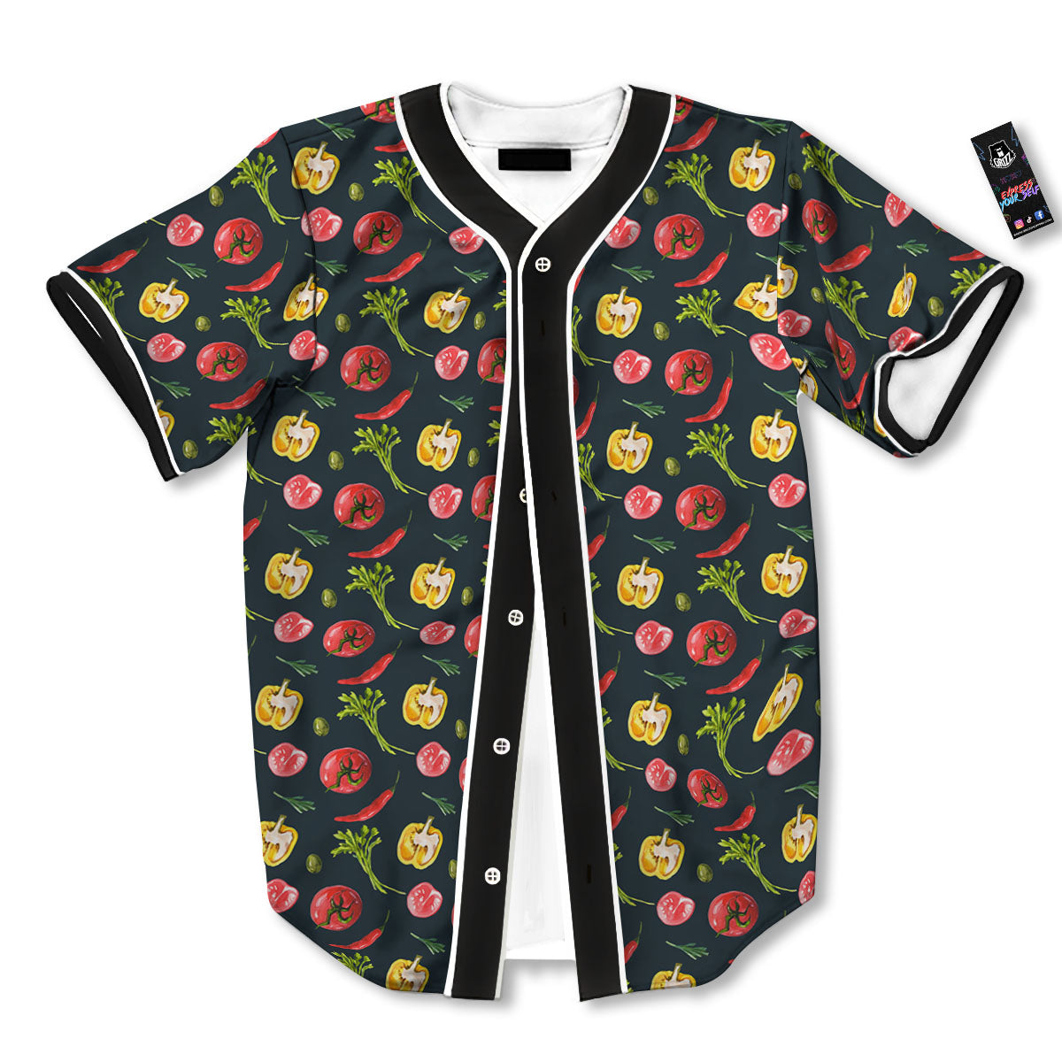 Vegetable Print Pattern Baseball Jersey-grizzshop
