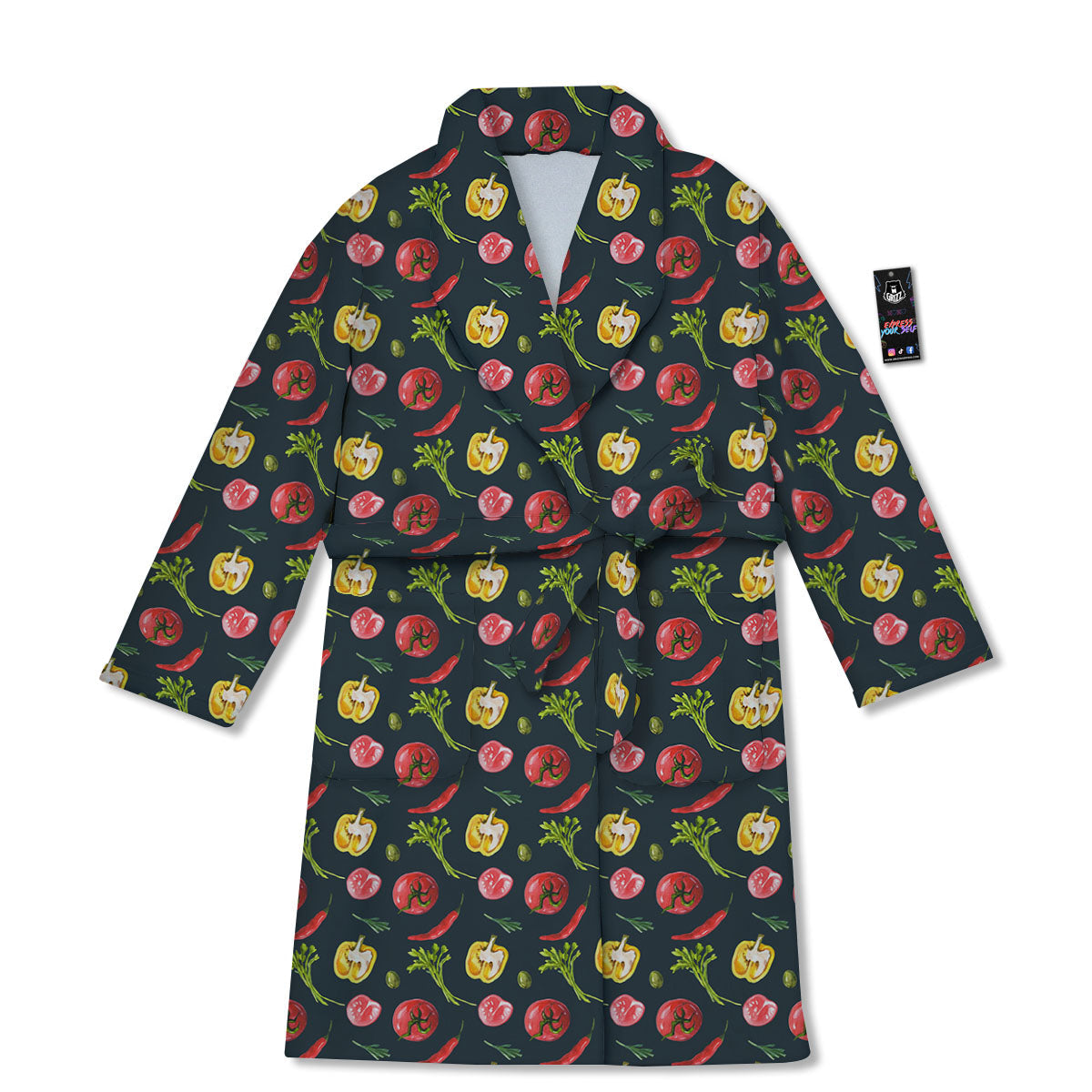 Vegetable Print Pattern Bathrobe-grizzshop