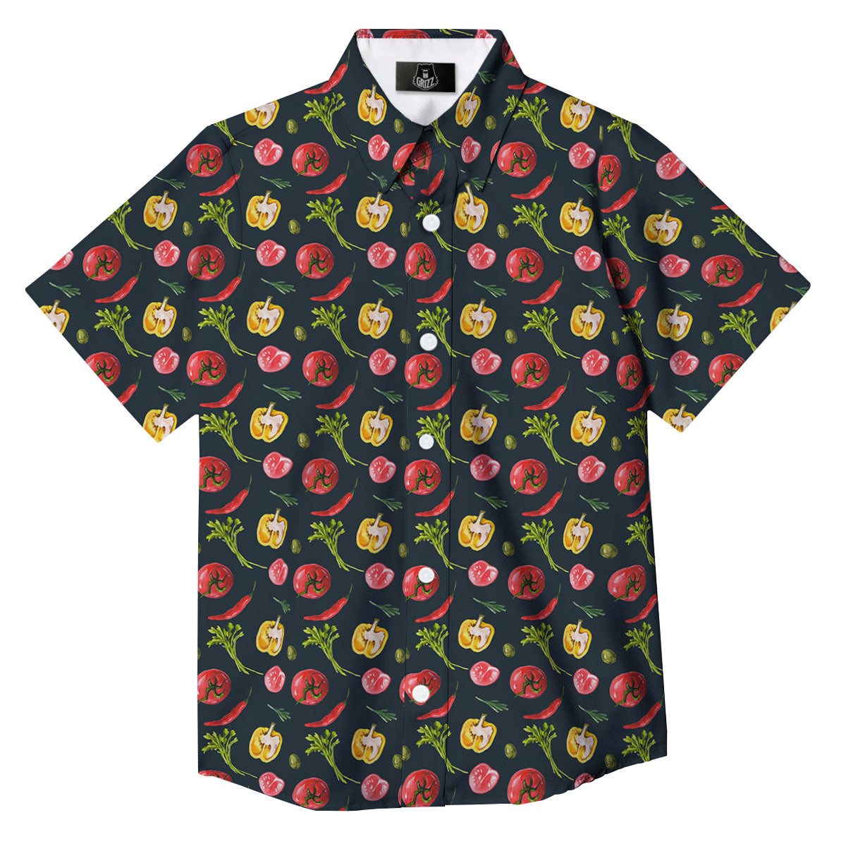 Vegetable Print Pattern Button Up Shirt-grizzshop