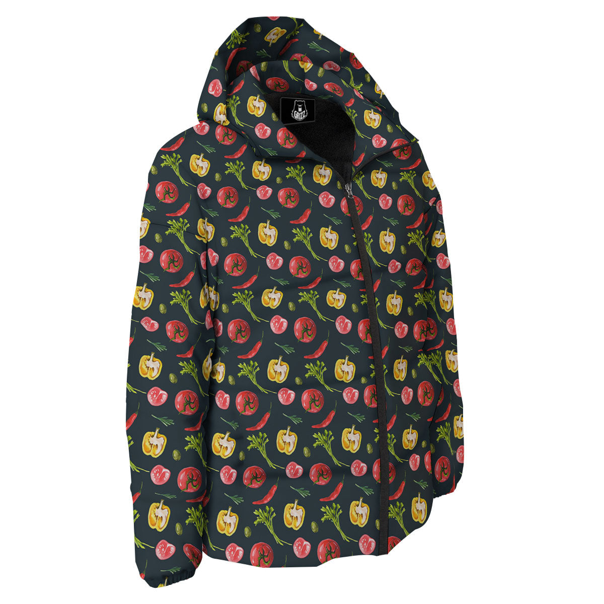 Vegetable Print Pattern Down Jacket-grizzshop