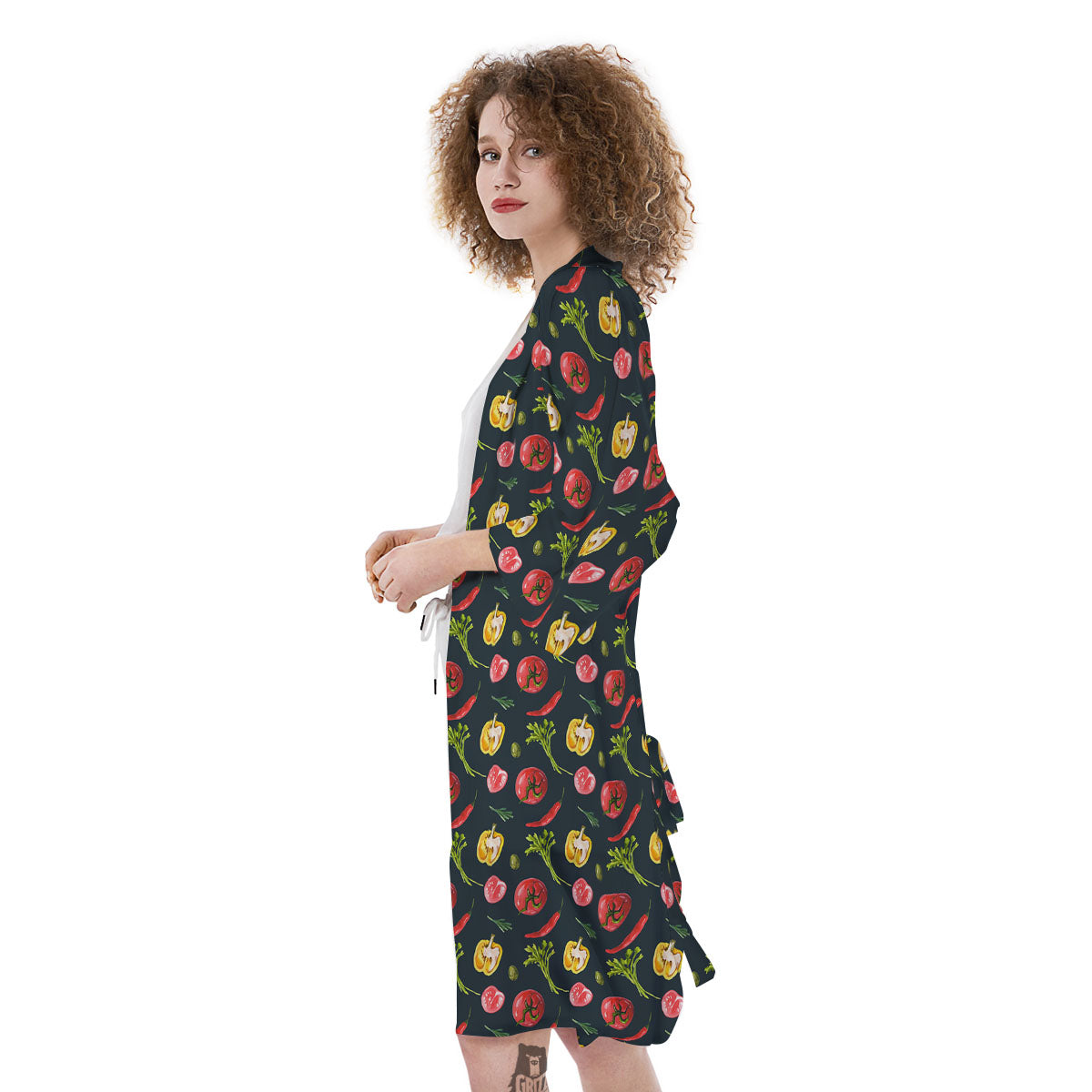 Vegetable Print Pattern Kimono-grizzshop