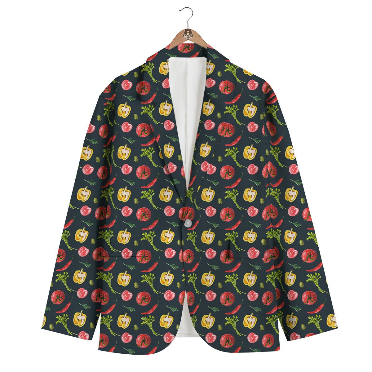 Vegetable Print Pattern Men's Blazer-grizzshop