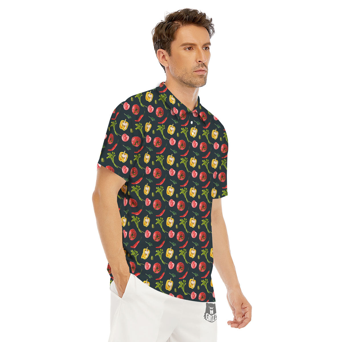 Vegetable Print Pattern Men's Golf Shirts-grizzshop