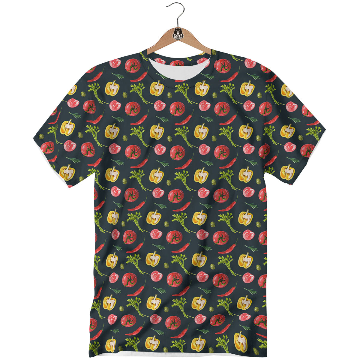 Vegetable Print Pattern T-Shirt-grizzshop