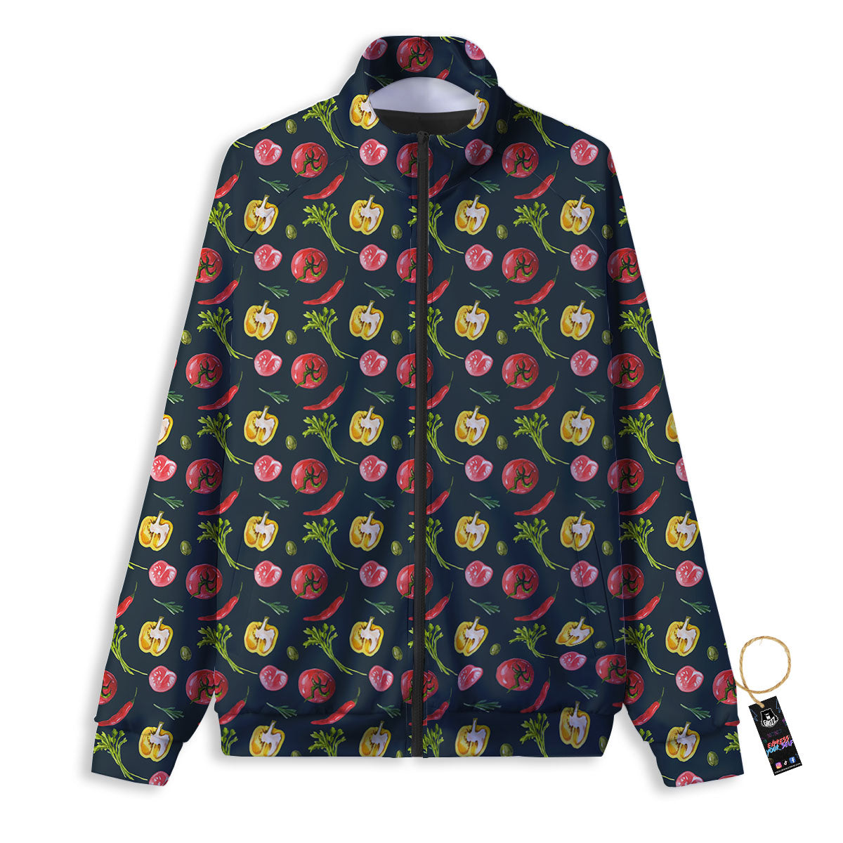 Vegetable Print Pattern Track Jacket-grizzshop