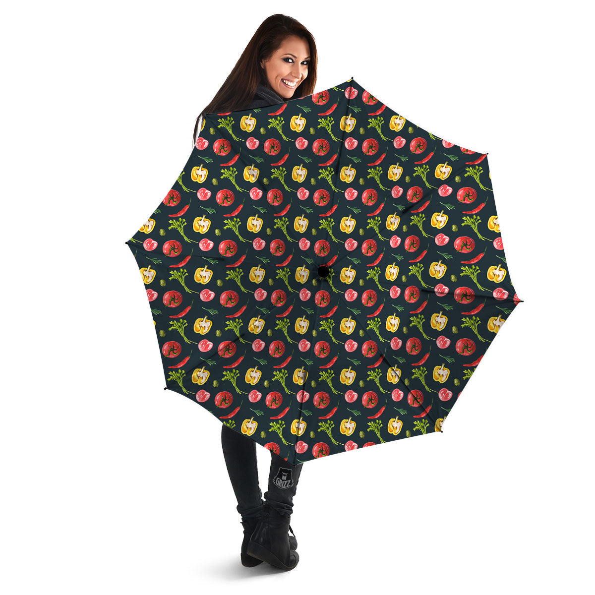 Vegetable Print Pattern Umbrella-grizzshop