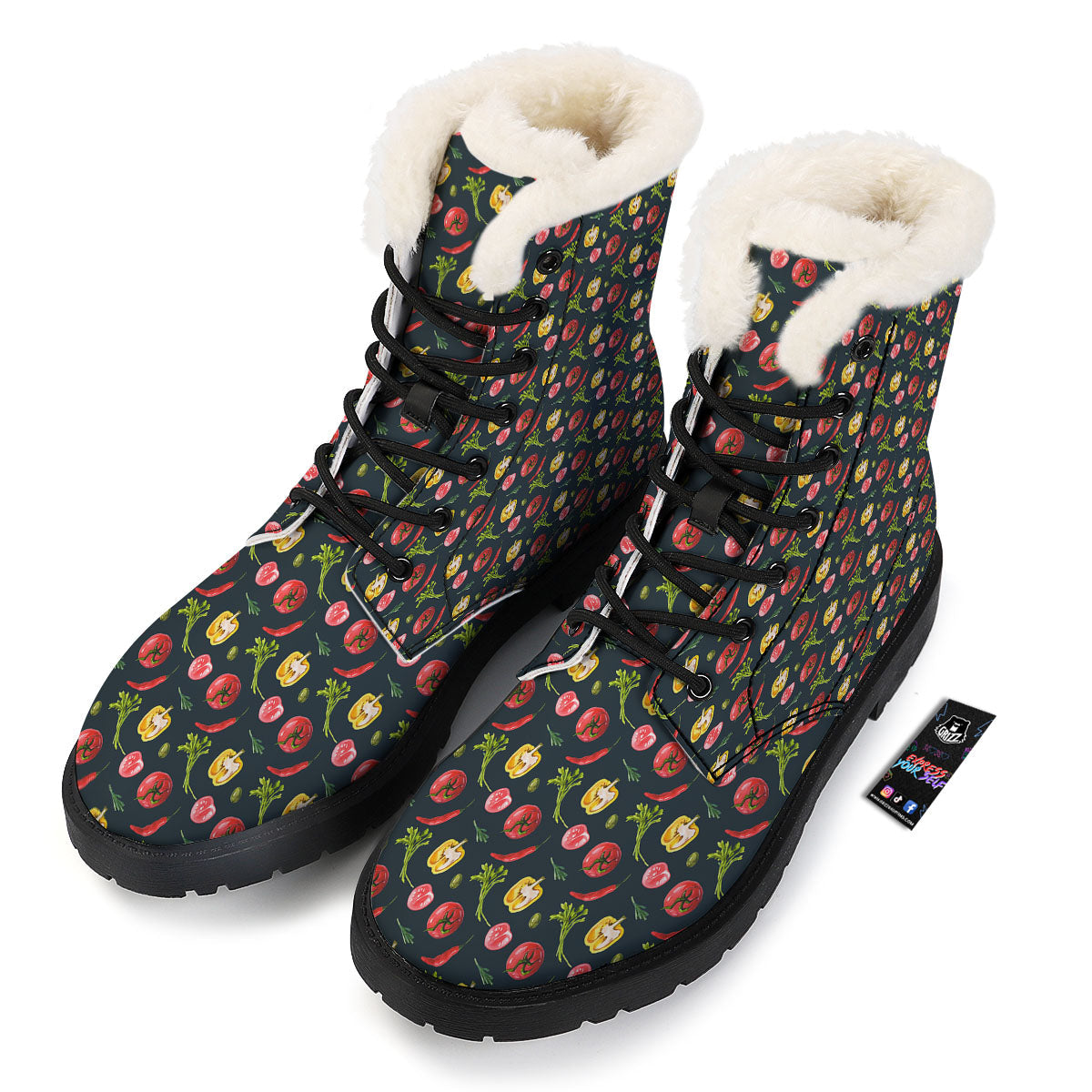 Vegetable Print Pattern Winter Boots-grizzshop