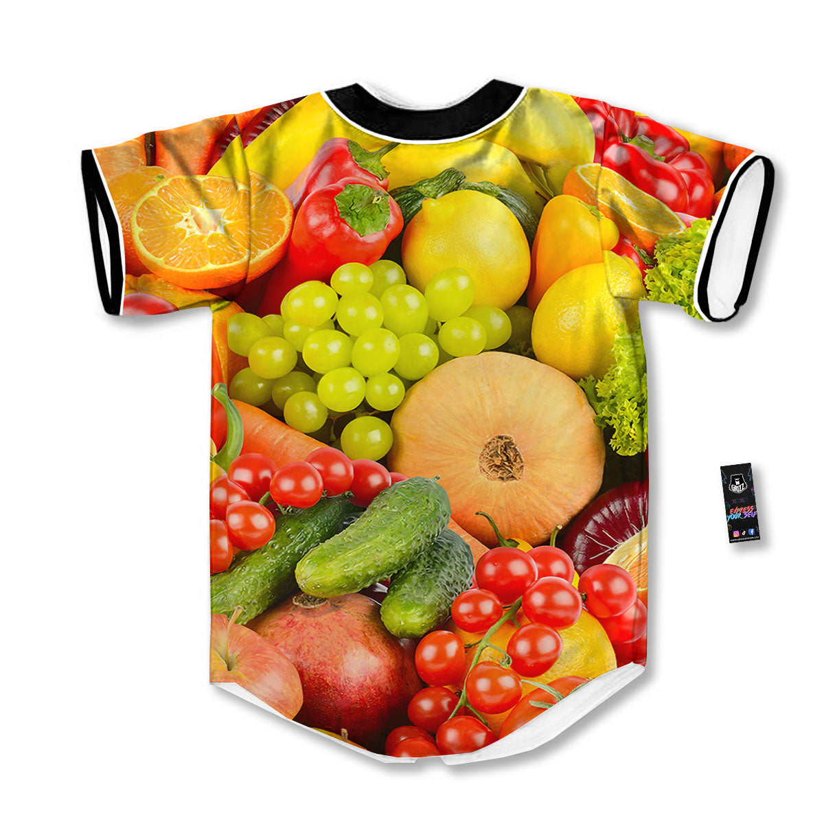 Vegetables And Fresh Fruits Print Baseball Jersey-grizzshop