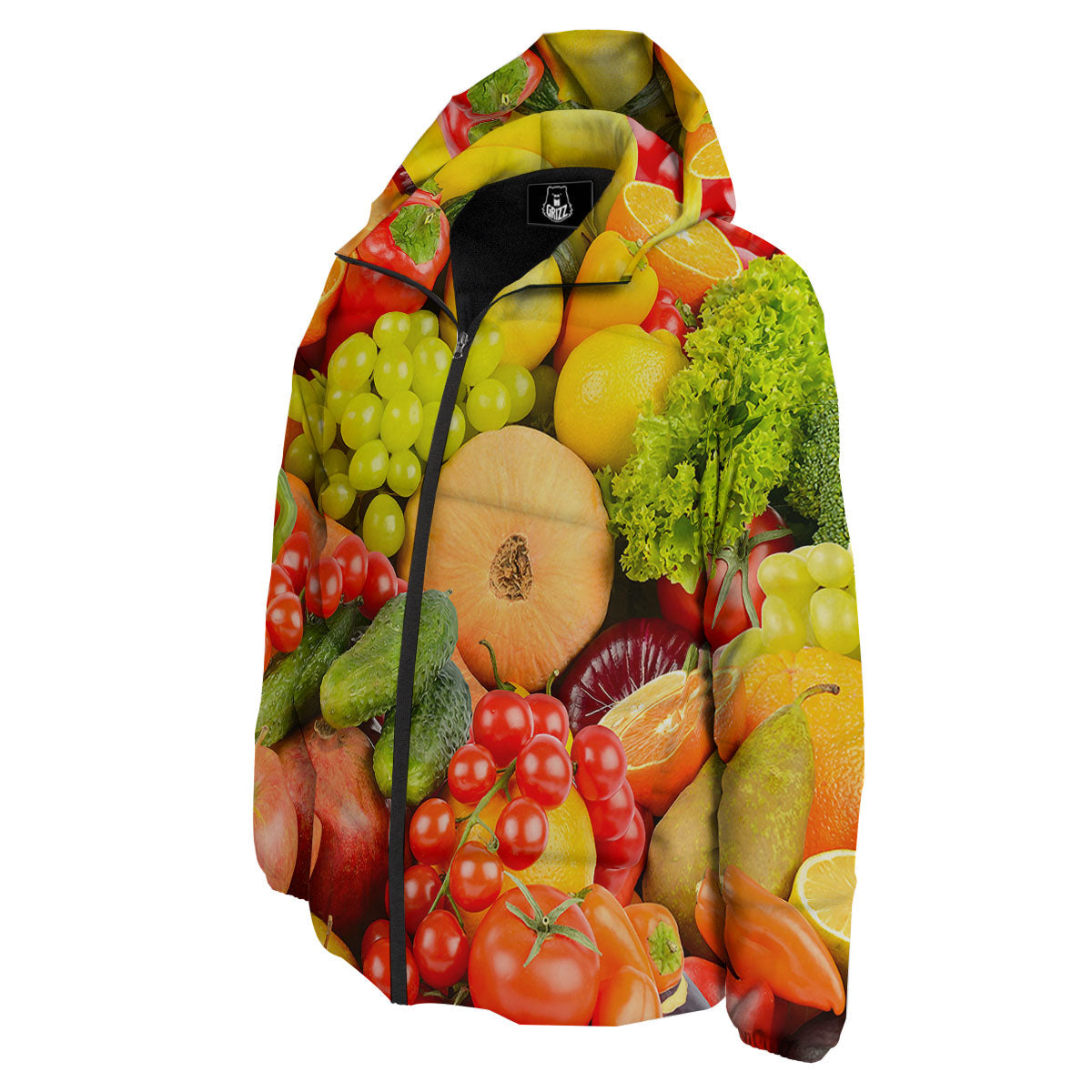 Vegetables And Fresh Fruits Print Down Jacket-grizzshop