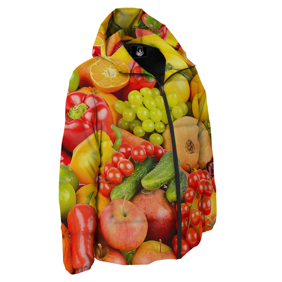 Vegetables And Fresh Fruits Print Down Jacket-grizzshop