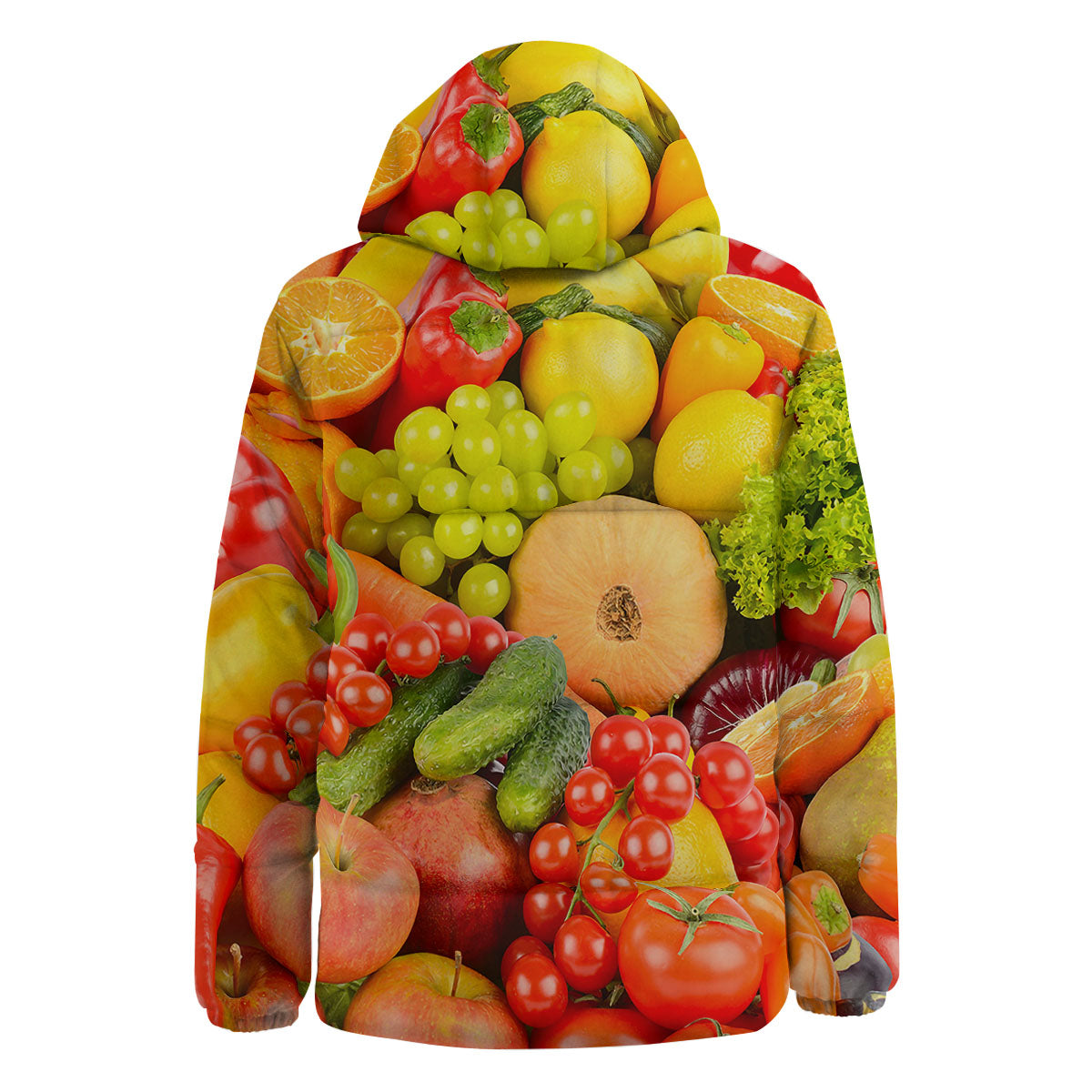 Vegetables And Fresh Fruits Print Down Jacket-grizzshop