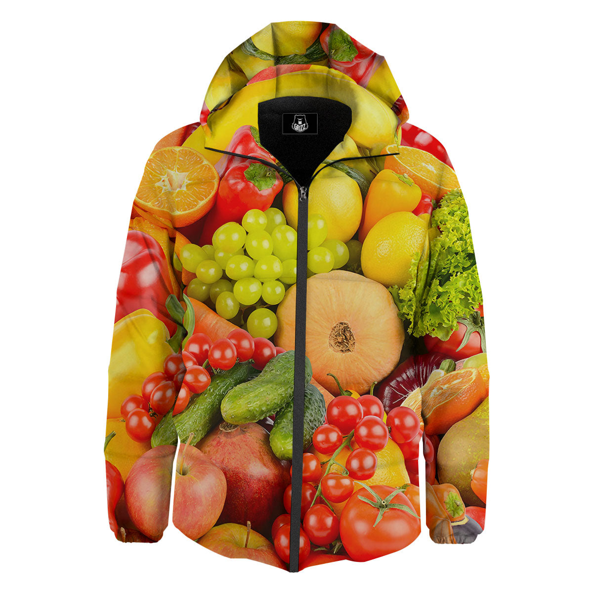 Vegetables And Fresh Fruits Print Down Jacket-grizzshop