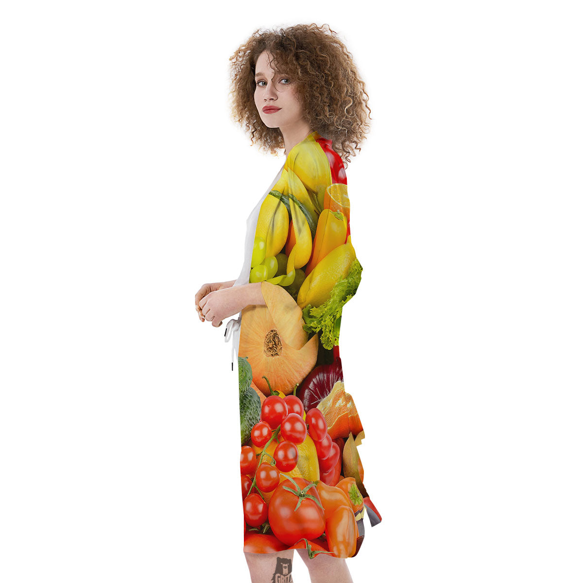 Vegetables And Fresh Fruits Print Kimono-grizzshop
