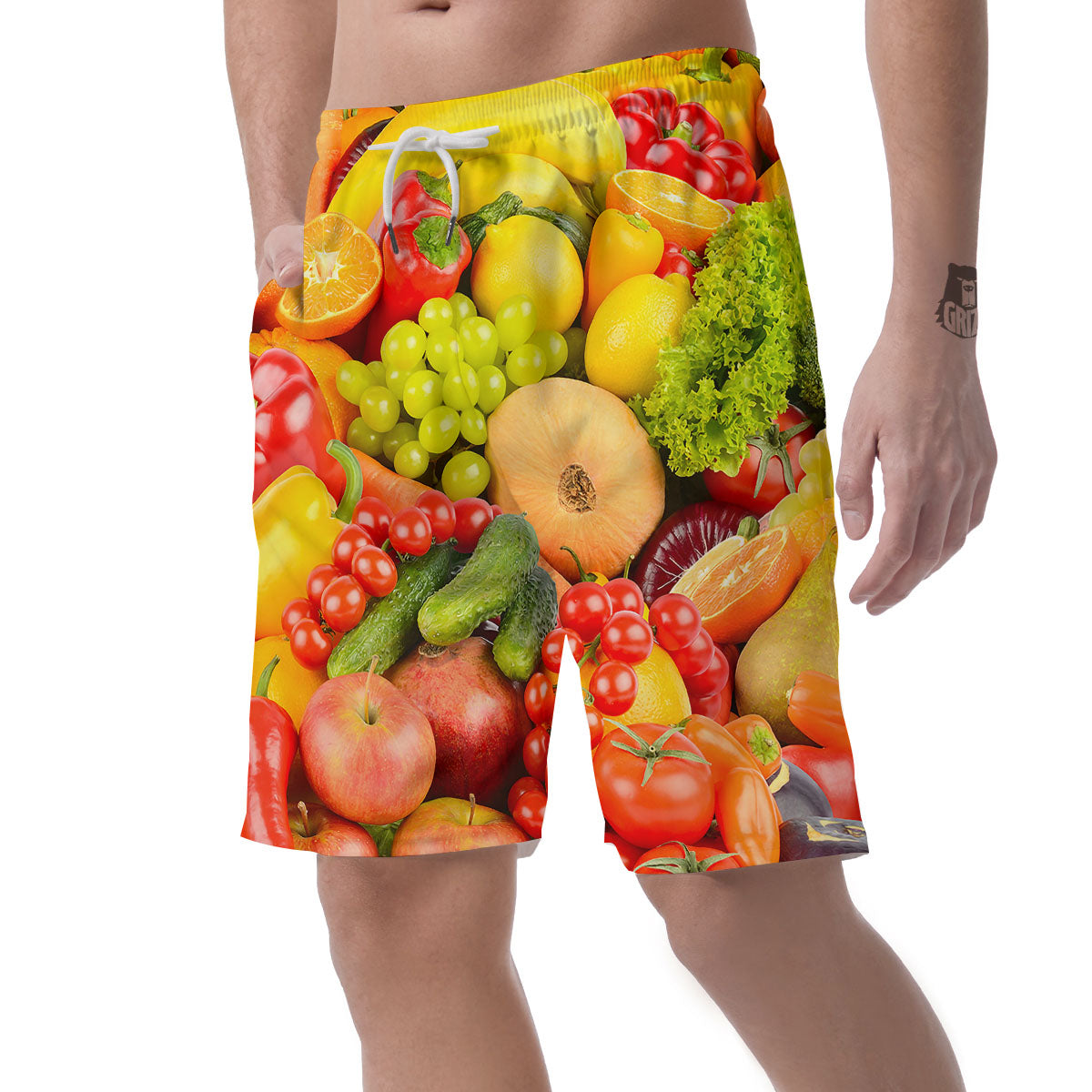 Vegetables And Fresh Fruits Print Men's Shorts-grizzshop
