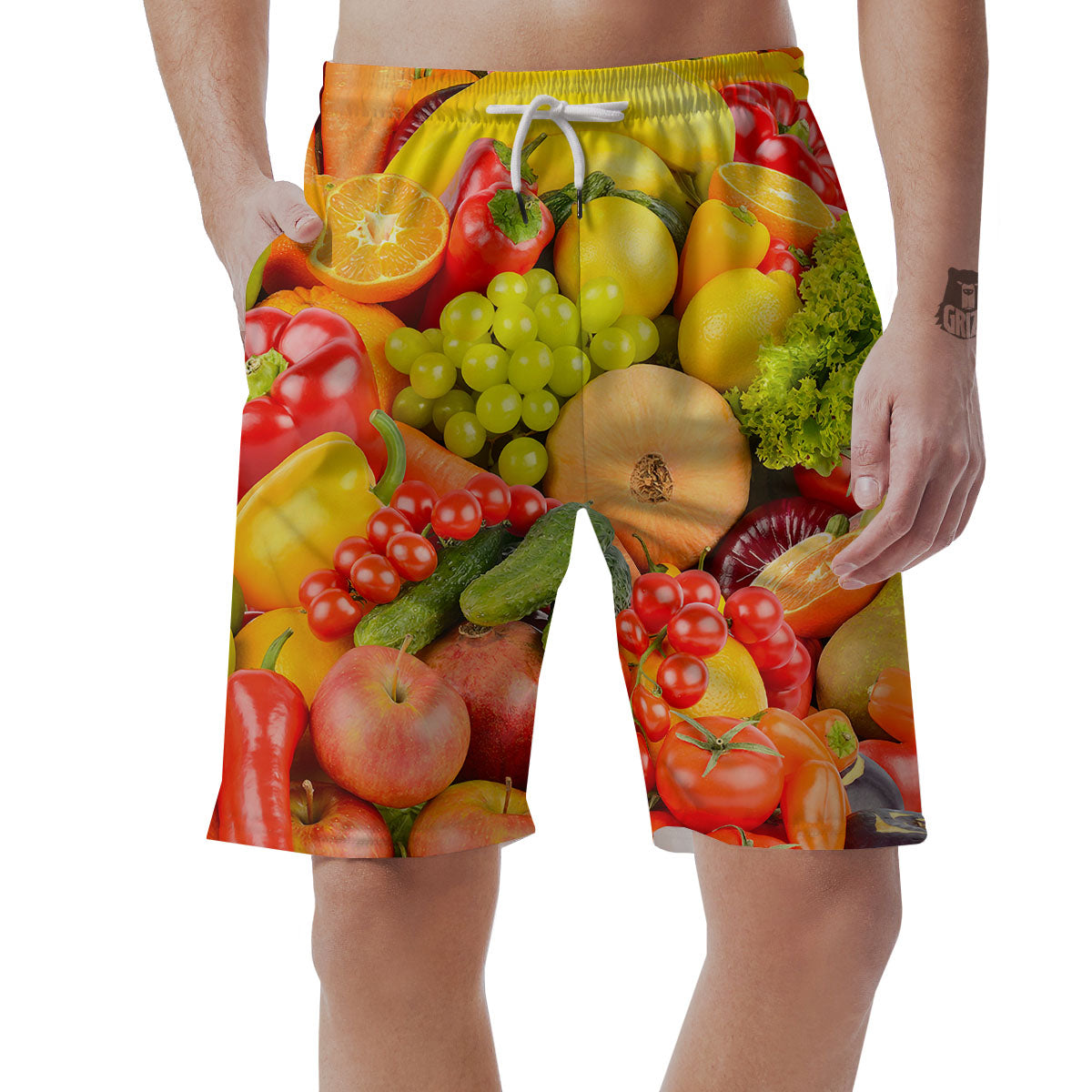Vegetables And Fresh Fruits Print Men's Shorts-grizzshop