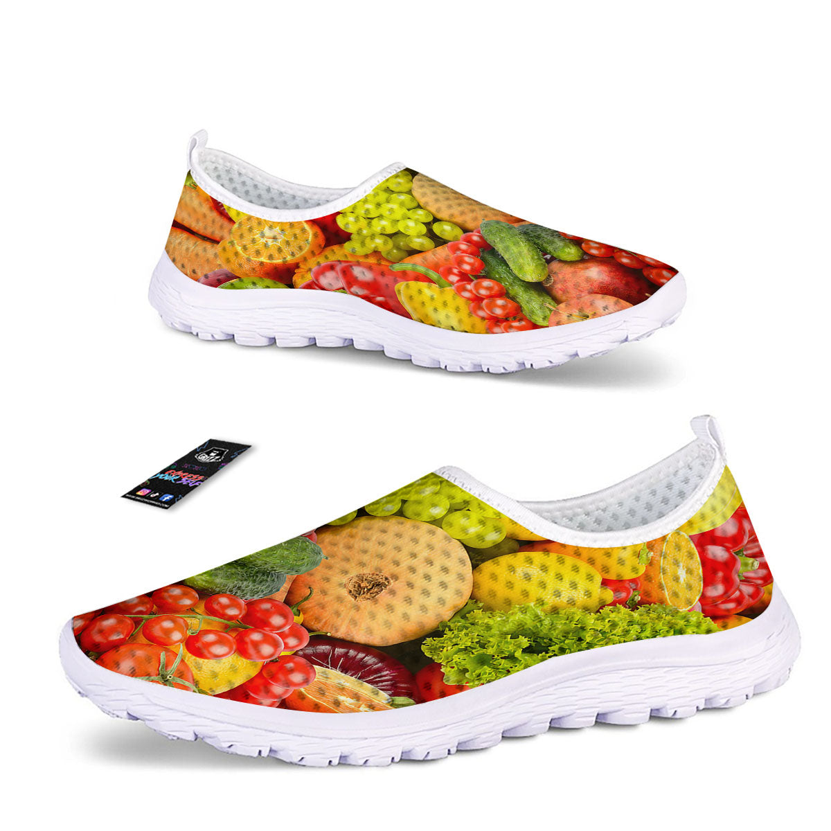 Vegetables And Fresh Fruits Print Nurse Shoes-grizzshop
