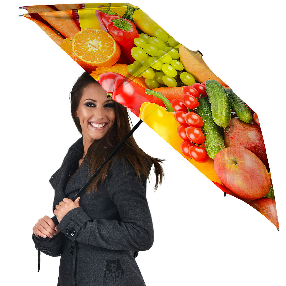 Vegetables And Fresh Fruits Print Umbrella-grizzshop