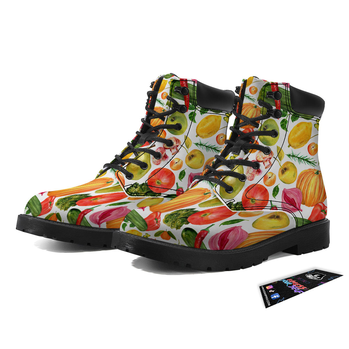 Vegetables And Vegan Fruits Print Pattern Boots-grizzshop