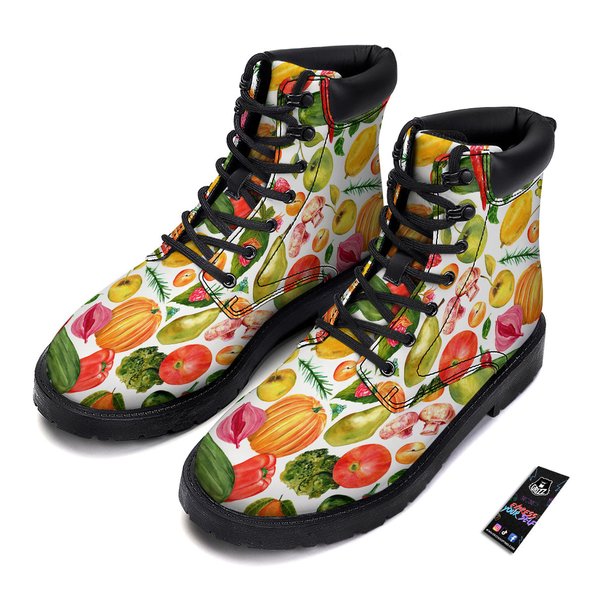Vegetables And Vegan Fruits Print Pattern Boots-grizzshop