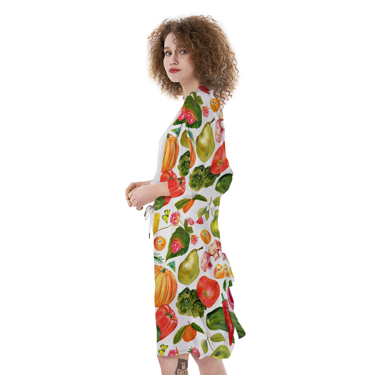 Vegetables And Vegan Fruits Print Pattern Kimono-grizzshop