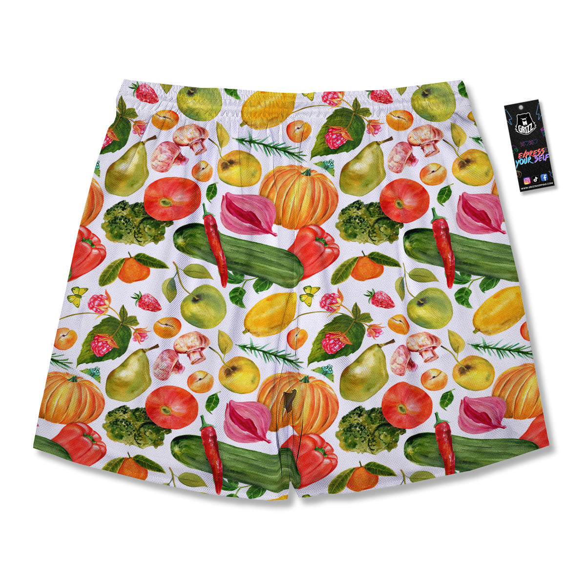 Vegetables And Vegan Fruits Print Pattern Men's Running Shorts-grizzshop