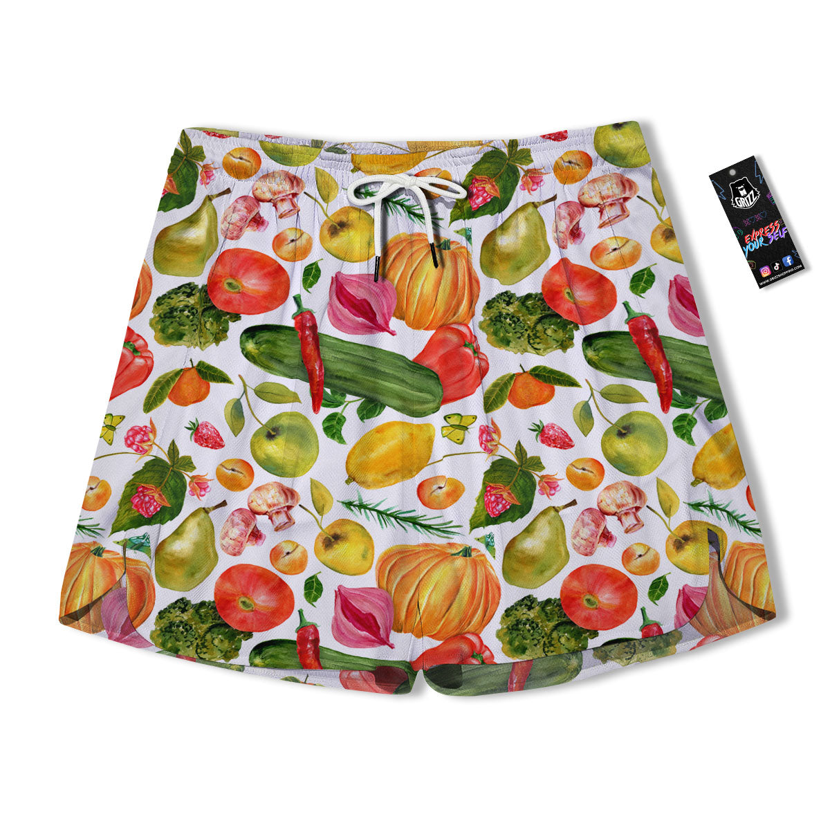 Vegetables And Vegan Fruits Print Pattern Men's Running Shorts-grizzshop