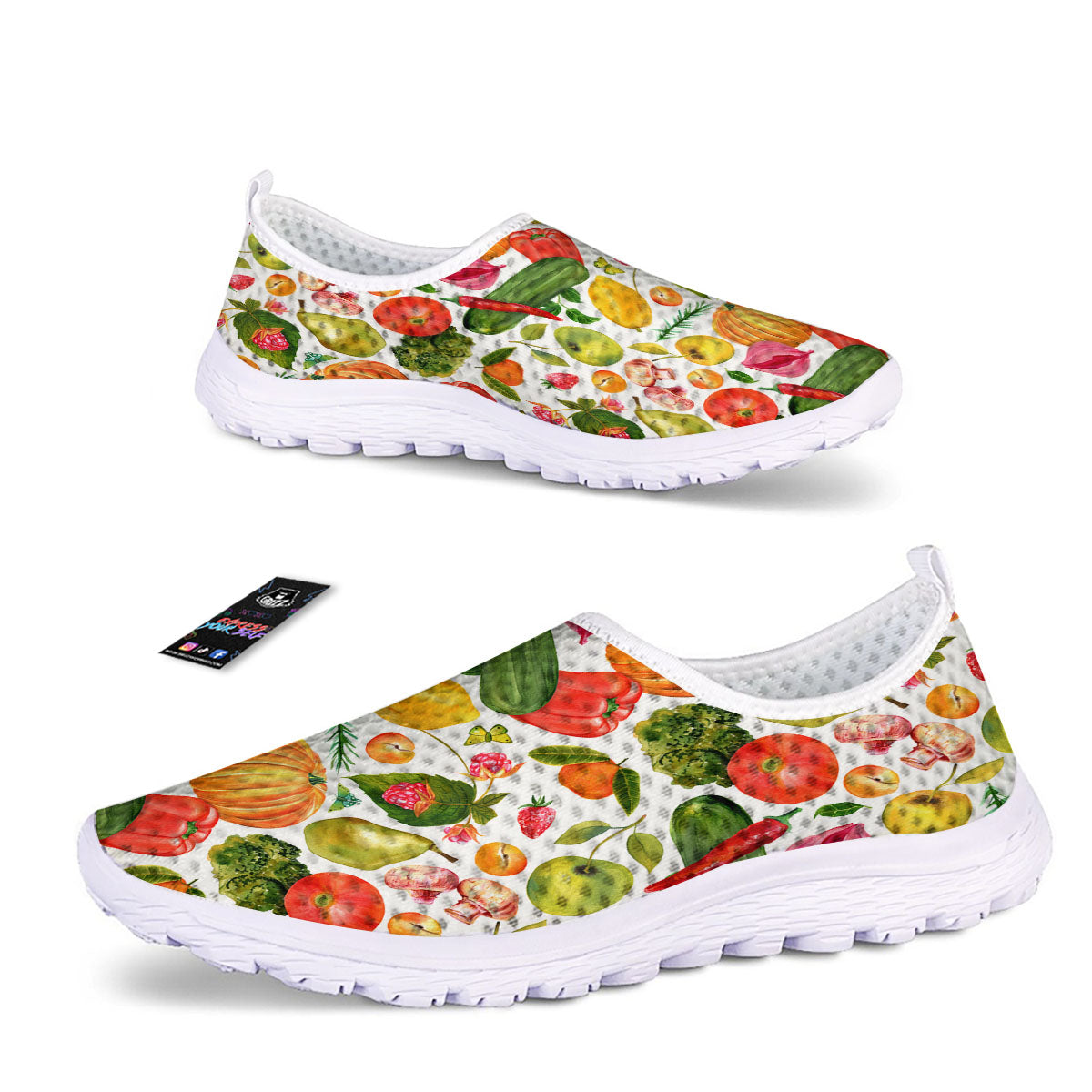 Vegetables And Vegan Fruits Print Pattern Nurse Shoes-grizzshop