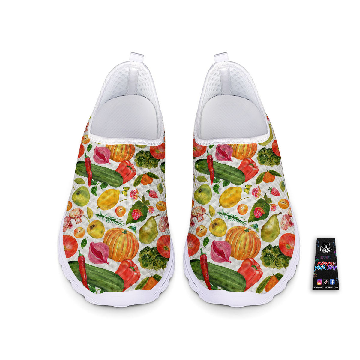 Vegetables And Vegan Fruits Print Pattern Nurse Shoes-grizzshop