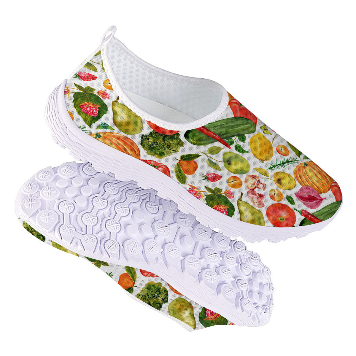Vegetables And Vegan Fruits Print Pattern Nurse Shoes-grizzshop