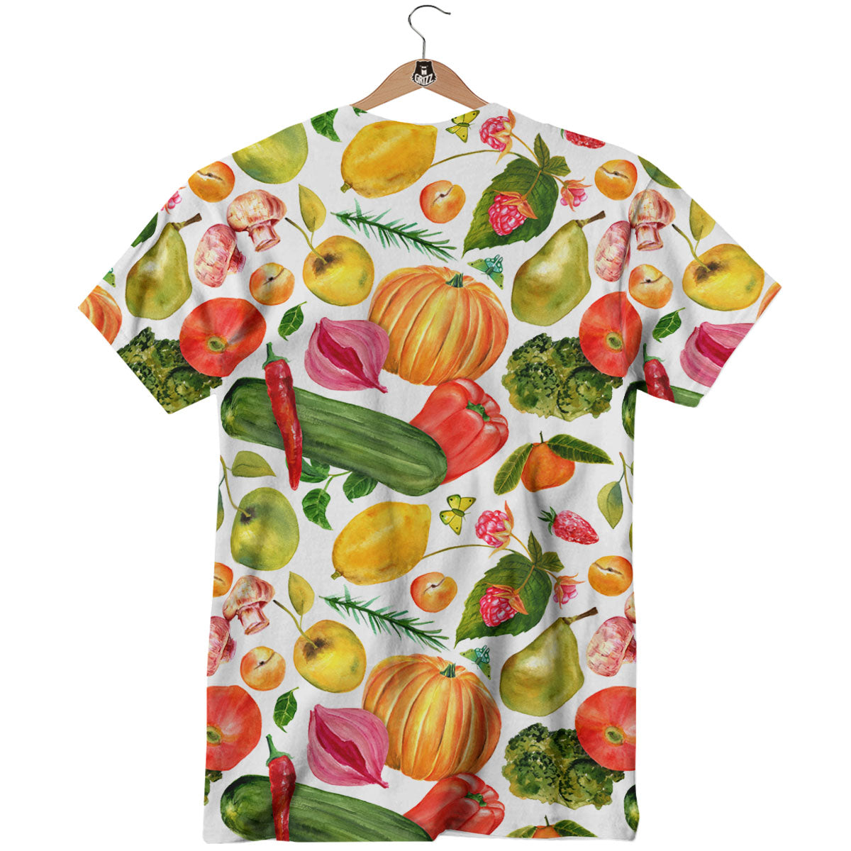 Vegetables And Vegan Fruits Print Pattern T-Shirt-grizzshop