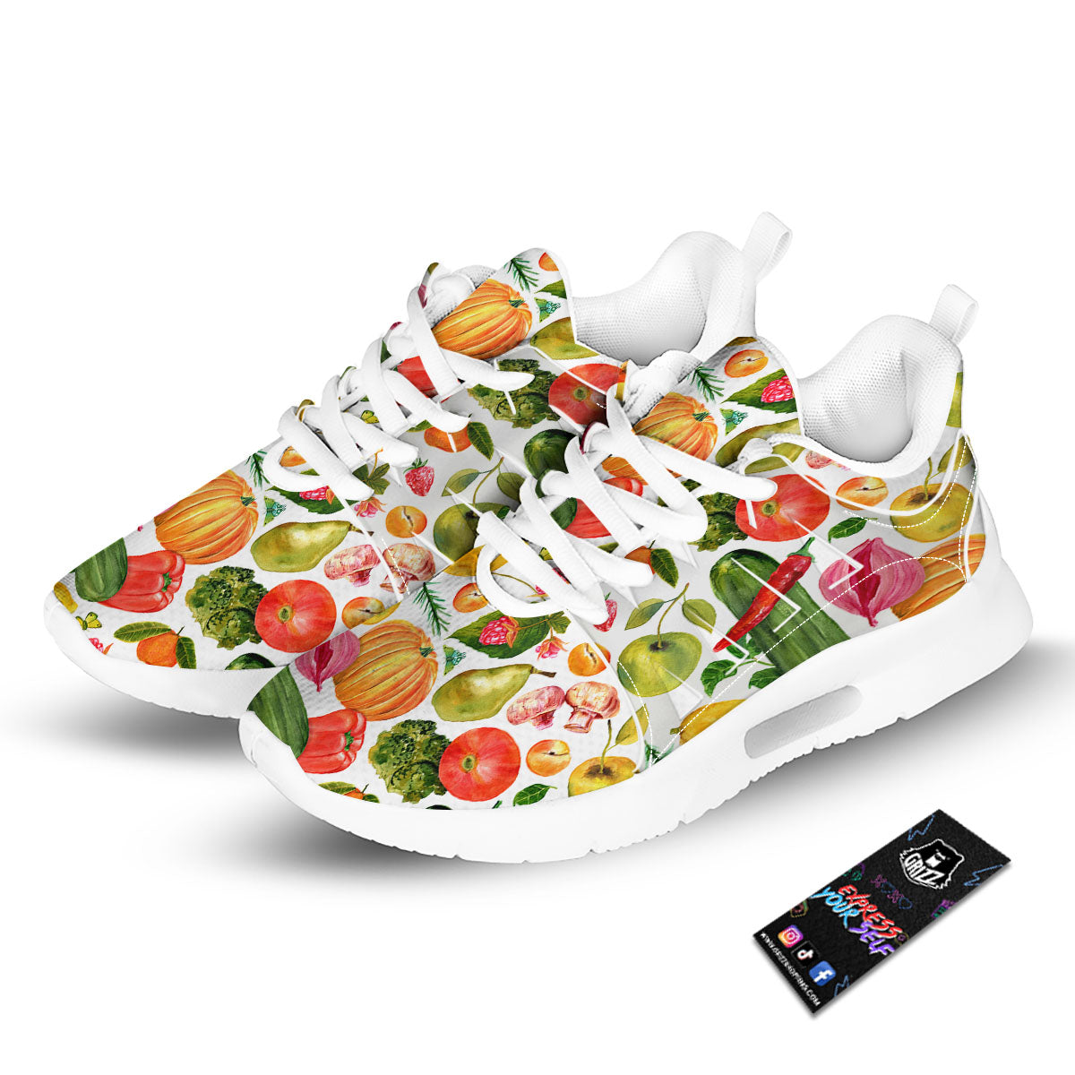 Vegetables And Vegan Fruits Print Pattern Tennis Shoes-grizzshop