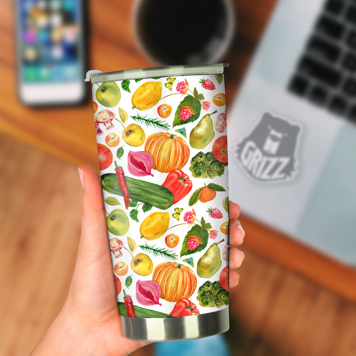 Vegetables And Vegan Fruits Print Pattern Tumbler-grizzshop